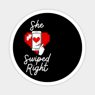 She & He Swiped Right Funny Anniversary Matching Couples Magnet